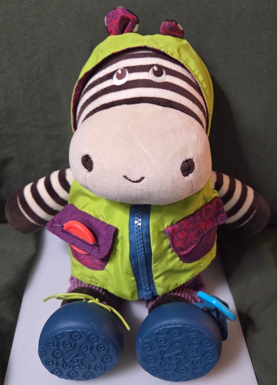 B. Toys Zebb Zebra Giggly Zippies Developmental Plush Sensory Learning Toy